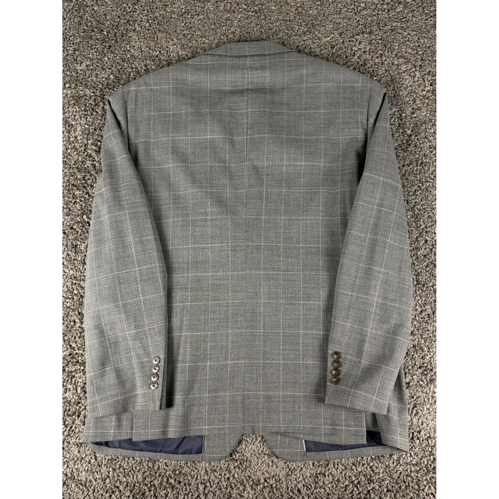 Jos. A. Bank 1905 Slim Fit Gray Windowpane Wool Blend Blazer Sport Coat 46R